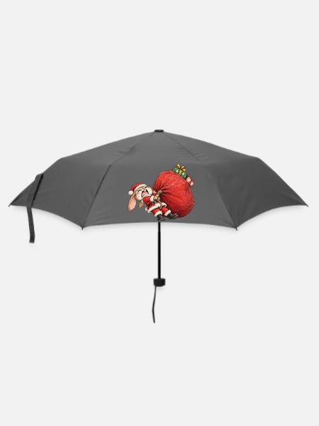 Lustiger Hasen-Riesensack-Winter-Hasen-Humor - Regenschirm (klein) - Grau