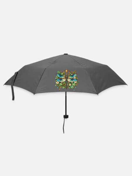 Azurblaue Libellenpracht - Regenschirm (klein) - Grau