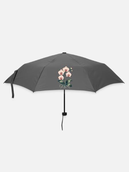Orchideenliebe – botanische Blüten - Regenschirm (klein) - Grau