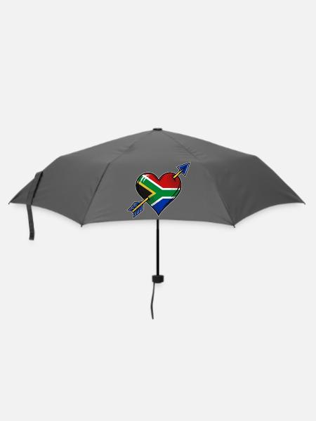 Südafrika Flagge Herz mit Pfeile - Regenschirm (klein) - Grau