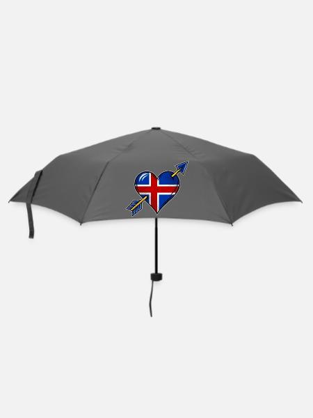 Island Flagge Herz mit Pfeil - Regenschirm (klein) - Grau