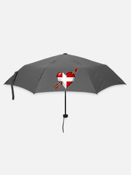 Dänemark Flagge Herz mit Pfeil - Regenschirm (klein) - Grau