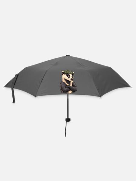 Verdächtiger Flatcap-Dachs - Regenschirm (klein) - Grau