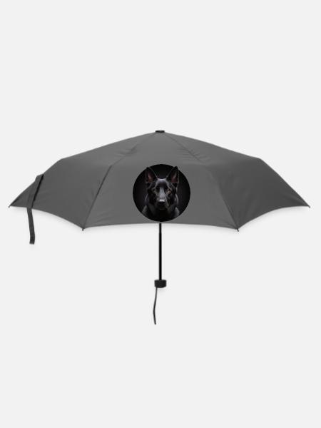 Schwarzer Schäferhund Portrait - Regenschirm (klein) - Grau