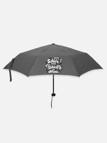 Schere, mein Gehirn ist offline - Regenschirm (klein) - Grau