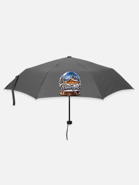 Winterzeit Schneekugel - Regenschirm (klein) - Grau