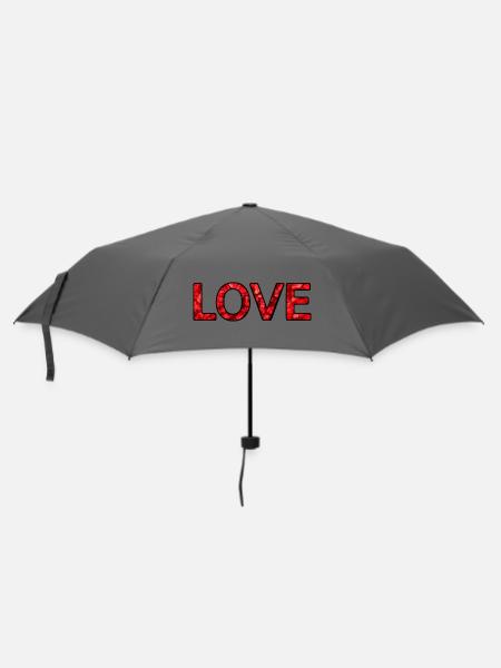 LOVE – Rot – 30 cm - Regenschirm (klein) - Grau