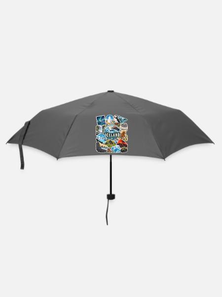 Island Reisesticker - Regenschirm (klein) - Grau