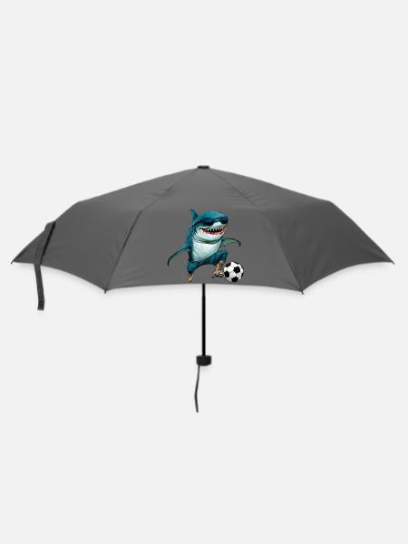 Fussball Hai Fisch - Regenschirm (klein) - Grau
