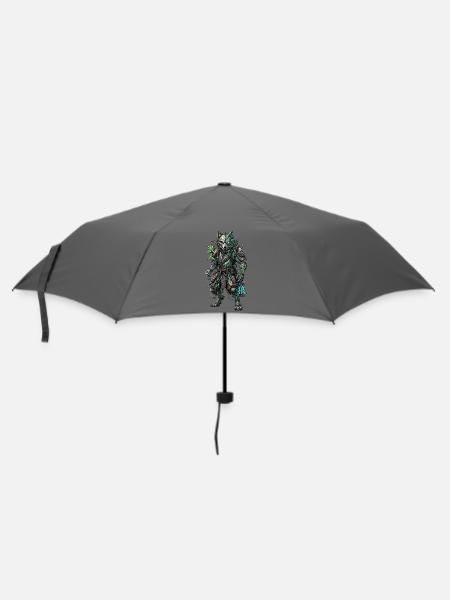 Cyber Wolf Mech Samurai Krieger - Regenschirm (klein) - Grau