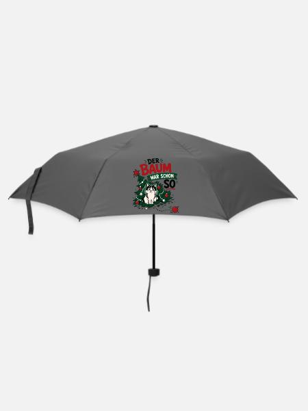 Lustige Katze im Weihnachtsbaum - Regenschirm (klein) - Grau