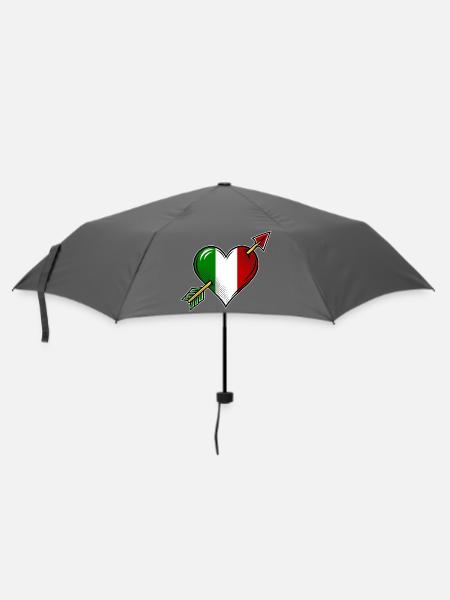 Italien Flagge Herz mit Pfeil - Regenschirm (klein) - Grau