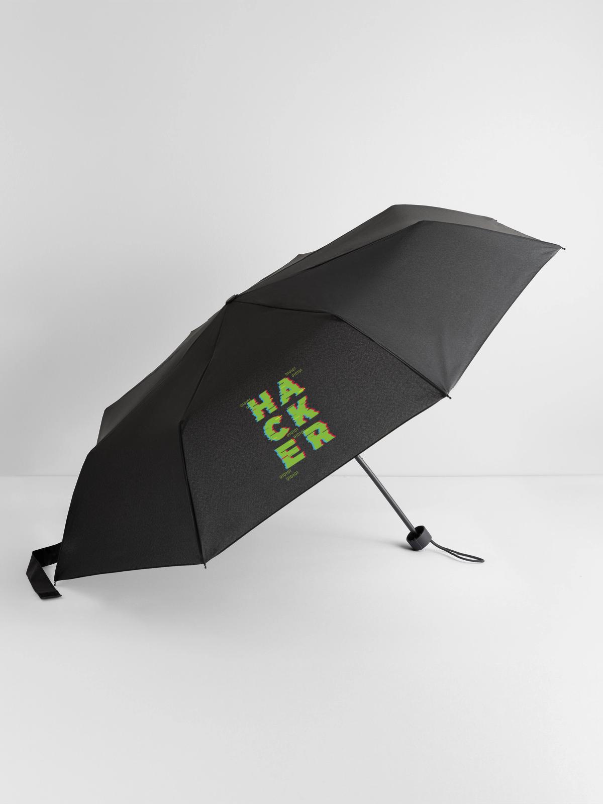 Hacker 0101 - Regenschirm (klein) - Schwarz - Vorne