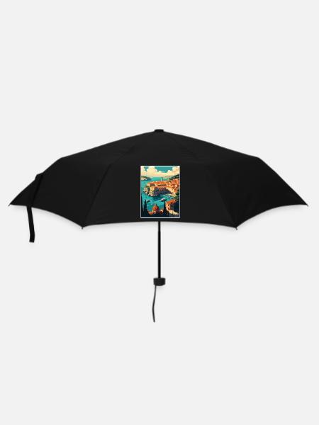 Dubrovnik Kroatien Vintage Reiseposter Souvenir - Regenschirm (klein) - Schwarz
