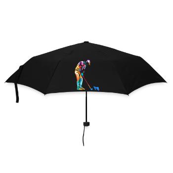 Flinker Minigolfspieler Turnierass - Regenschirm (klein) - Schwarz - Vorne