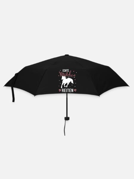 Echte Mädchen Reiten Pferde Mädchen - Regenschirm (klein) - Schwarz