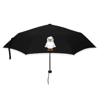 Möwe mit Brille Cartoon Kawaii Illustration - Regenschirm (klein) - Schwarz - Vorne