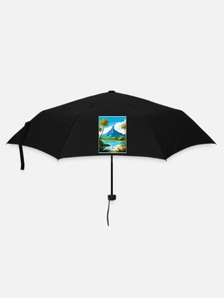 Bora Französisch-Polynesien Vintage Reiseposter - Regenschirm (klein) - Schwarz