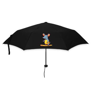 Lustiges Erdferkel Kawaii Cartoon Skateboard spielen - Regenschirm (klein) - Schwarz - Vorne