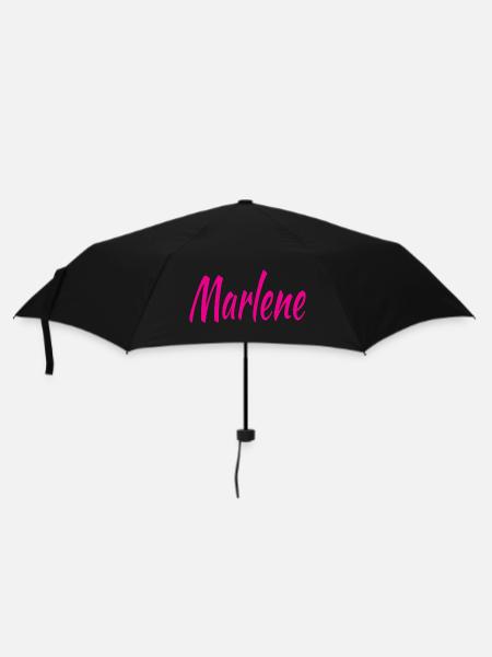 Marlene Pink Script - Regenschirm (klein) - Schwarz