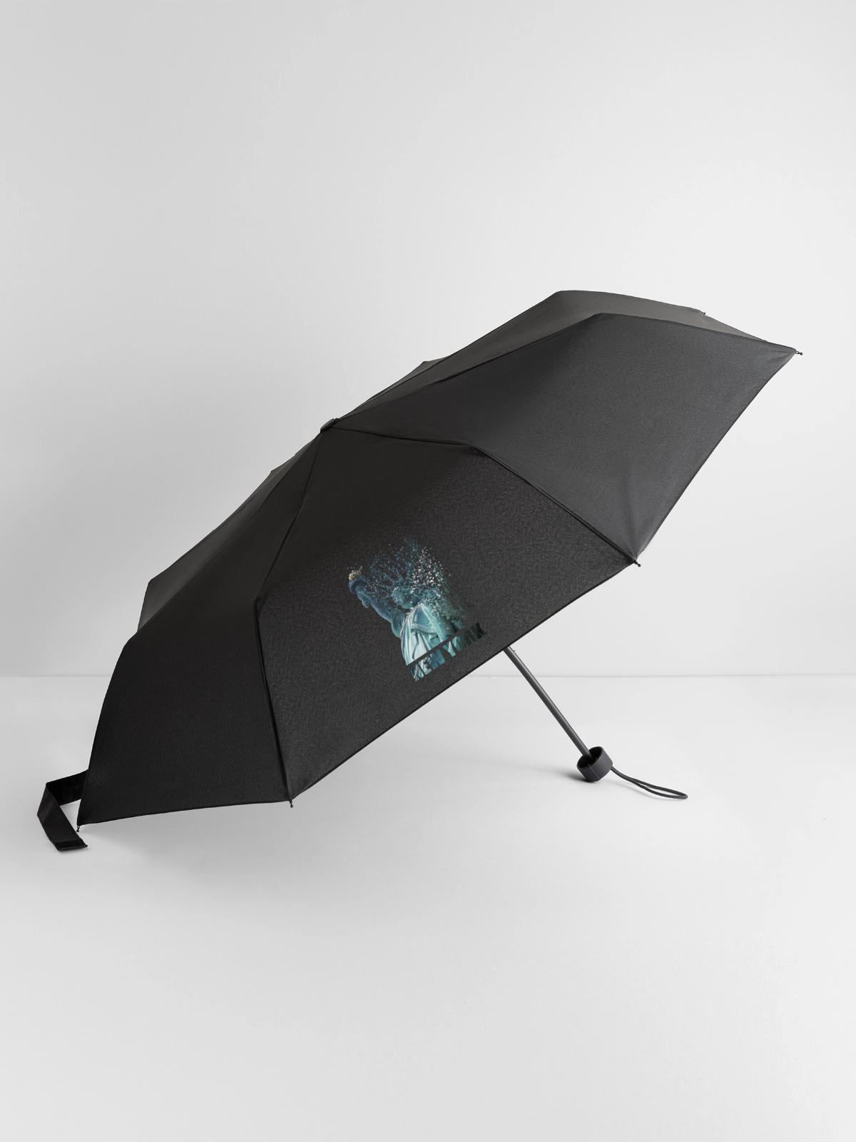 Freiheitsstatue - Regenschirm (klein) - Schwarz - Vorne