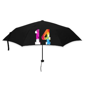 COLORED NUMBER 14 COLORFUL 14TH BIRTHDAY - Umbrella (small) - black - Front