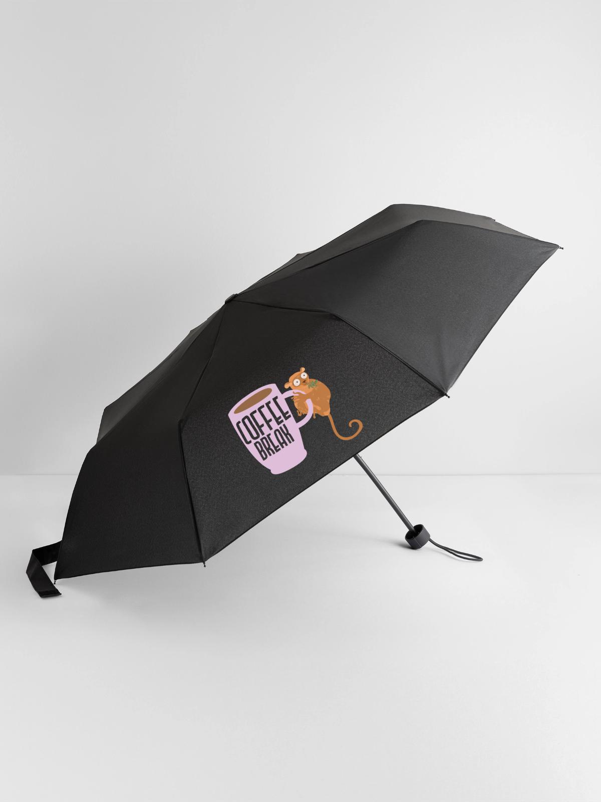 Kaffeepause Tarsierflüsterer Koffeintrinker - Regenschirm (klein) - Schwarz - Vorne