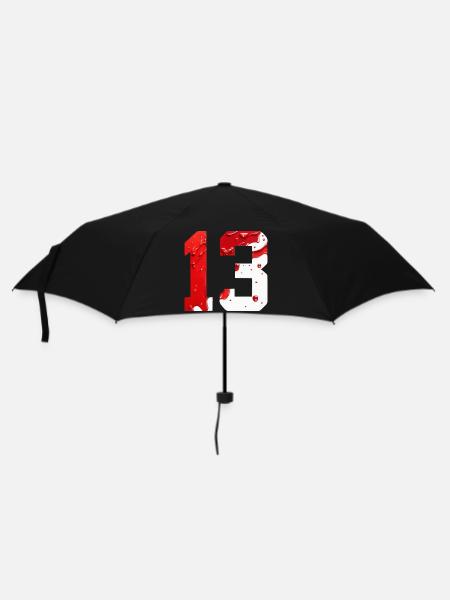 NR. 13 NUMMER 13 ROT WEIß 13. GEBURTSTAG - Regenschirm (klein) - Schwarz