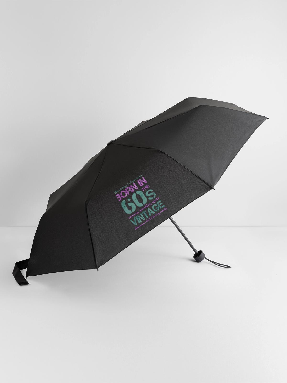60er Sechziger 60s - Regenschirm (klein) - Schwarz - Vorne