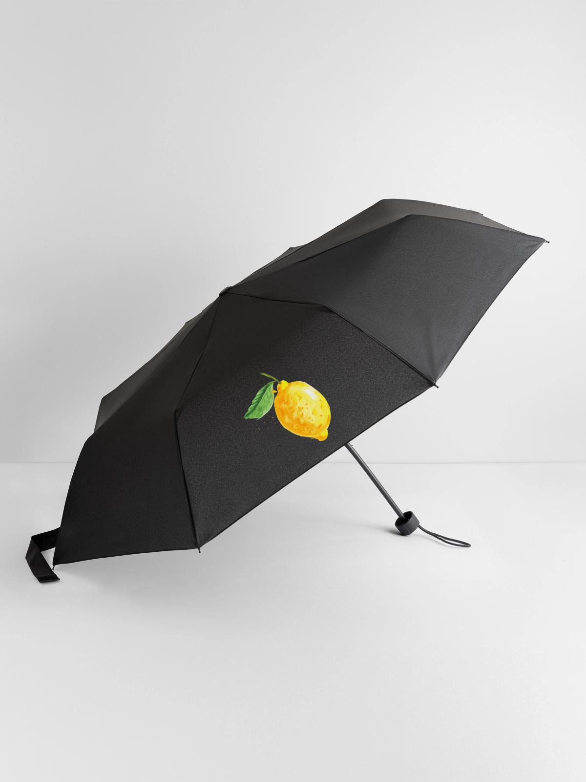 Zitrone - Regenschirm (klein) - Schwarz - Vorne