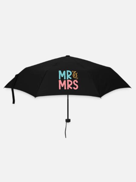 Mr & Mrs Hochzeit - Regenschirm (klein) - Schwarz