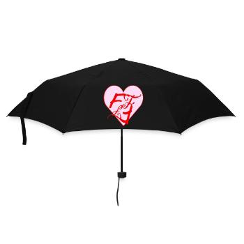 FF Flim Flam Love Heart Flamingo 💖 💘 - Regenschirm (klein) - Schwarz - Vorne