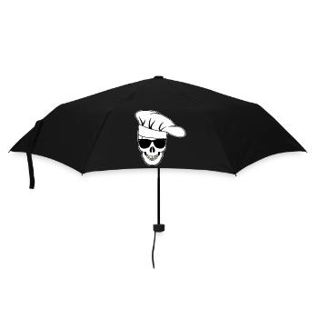 Crâne avec lunettes de soleil, toque de chef - Parapluie standard - noir - Devant