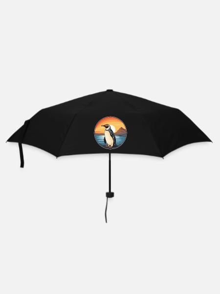 Pinguin Buntes Aquarell Cartoon Kawaii Tier - Regenschirm (klein) - Schwarz