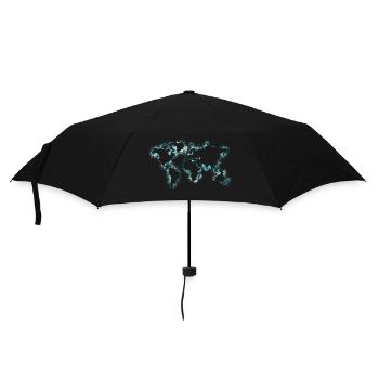 Weltkarte - Regenschirm (klein) - Schwarz - Vorne
