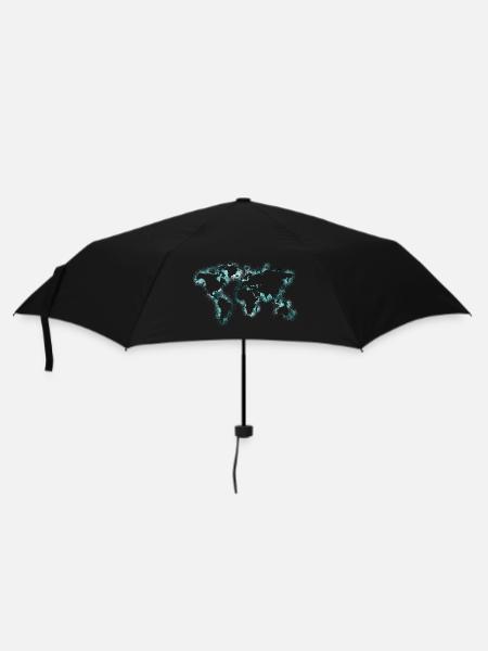 Weltkarte - Regenschirm (klein) - Schwarz