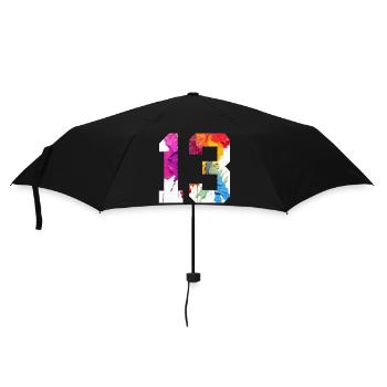 FARBIG NUMMER 13 BUNT 13. GEBURTSTAG - Regenschirm (klein) - Schwarz - Vorne