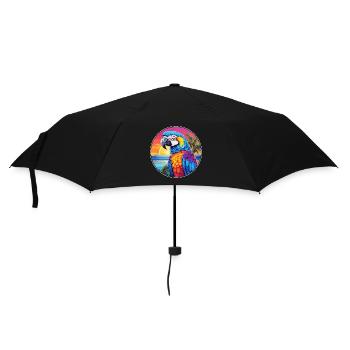 Papagei Buntes Aquarell Cartoon Kawaii Tier - Regenschirm (klein) - Schwarz - Vorne
