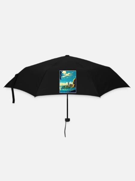 Bodensee Vintage Reiseposter WPA Souvenir - Regenschirm (klein) - Schwarz