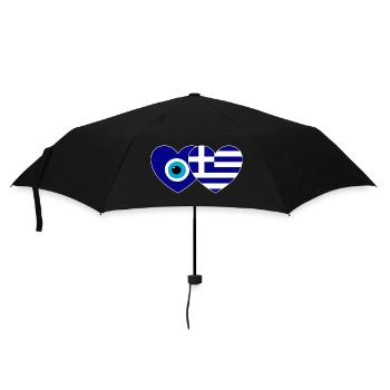 Drapeau de la Grèce Porte-bonheur Nazar Perle - Parapluie standard - noir - Devant