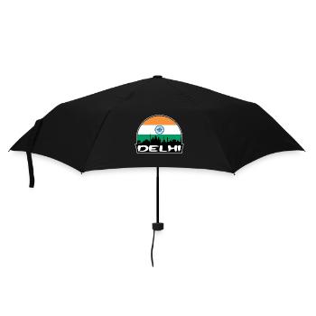 Delhi Indien Flagge Skyline Silhouette Reisen - Regenschirm (klein) - Schwarz - Vorne