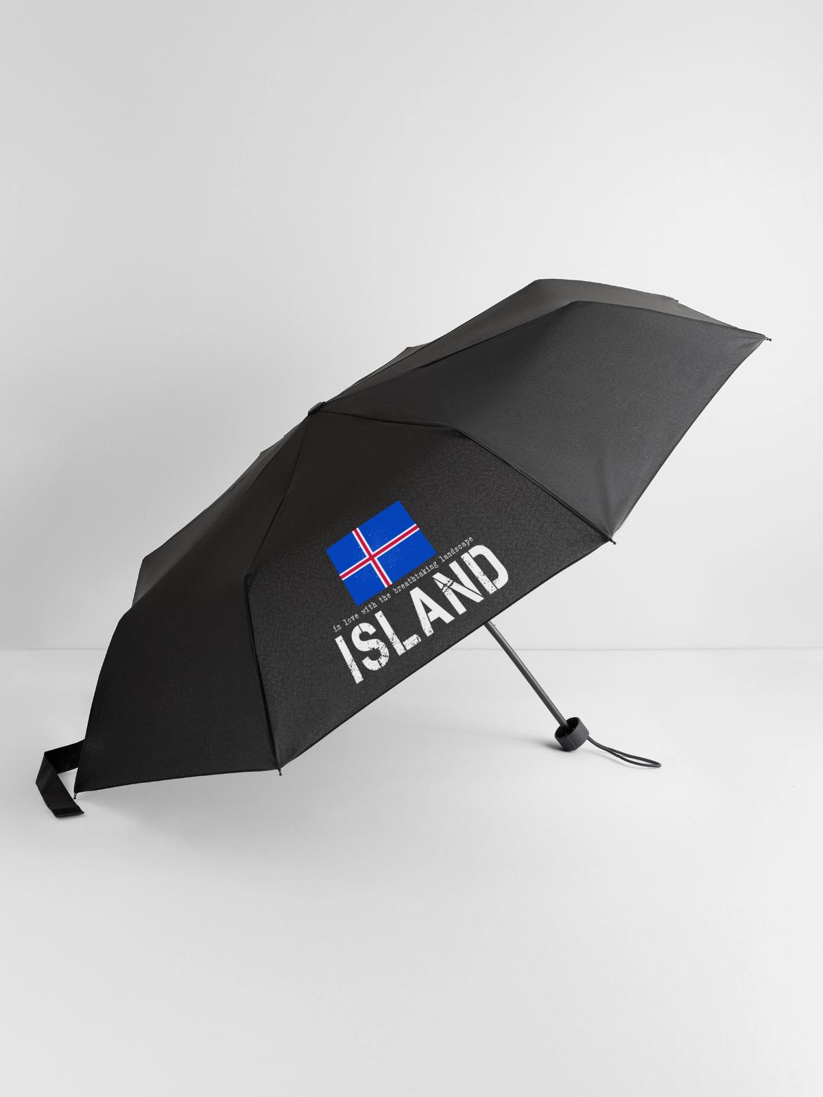 Island Iceland - Regenschirm (klein) - Schwarz - Vorne