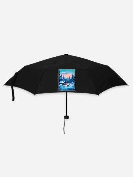 Lappland Finnland Insel Vintage Reiseposter WPA - Regenschirm (klein) - Schwarz