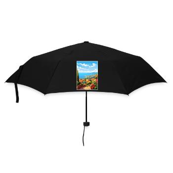 Cote D Azur Frankreich Vintage Reiseposter Souvenir - Regenschirm (klein) - Schwarz - Vorne