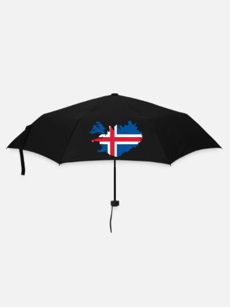 Island Flagge Landkarte - Regenschirm (klein) - Schwarz