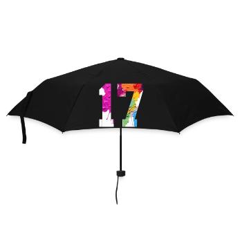 COLORED NUMBER 17 COLORFUL 17TH BIRTHDAY - Umbrella (small) - black - Front