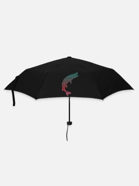 Hecht Angeln verpixelt Hechte Fischen Angler - Regenschirm (klein) - Schwarz