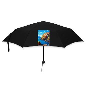 Cinque Terre Italien Vintage Reiseplakat Souvenir - Regenschirm (klein) - Schwarz - Vorne
