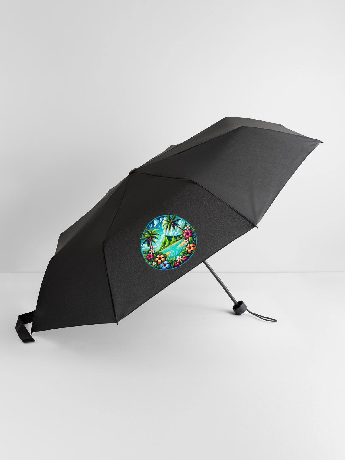Karibische Insel Logo - Regenschirm (klein) - Schwarz - Vorne