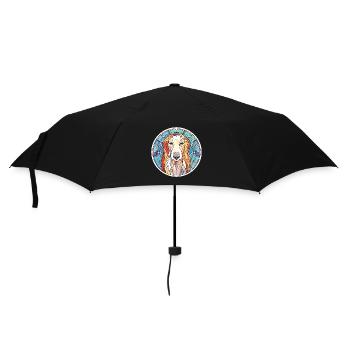 Barsoi-Hunderasse Bunte Aquarell-Illustration - Regenschirm (klein) - Schwarz - Vorne